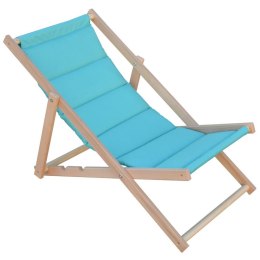 Leżak plażowy składany drewniany deluxe turkusowy Royokamp