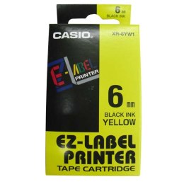 Casio oryginalny taśma do drukarek etykiet, Casio, XR-6YW1, czarny druk/żółty podkład, nielaminowany, 8m, 6mm