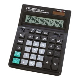 Citizen Kalkulator SDC664S, czarna, biurkowy, 16 miejsc, podwójne zasilanie, LCD