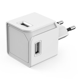 Ładowarka USB CEE7 (widelec)-POWERCUBE, 0.1m, USBCUBE ORIGINAL, biały, POWERCUBE, 4x USB A port, kompaktní