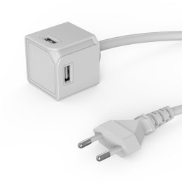 Ładowarka USB przedłużacz, CEE7 (widelec)-POWERCUBE, 1.5m, USBCUBE EXTENDED, biała, POWERCUBE, 4x USB A port, kompaktní