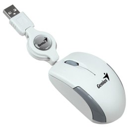 Genius Mysz Micro Traveler V2, 1200DPI, optyczna, 3kl., 1 scroll, przewodowa USB, biała, Micro