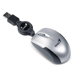 Genius Mysz Micro Traveler V2, 1200DPI, optyczna, 3kl., 1 scroll, przewodowa USB, srebrna, Micro