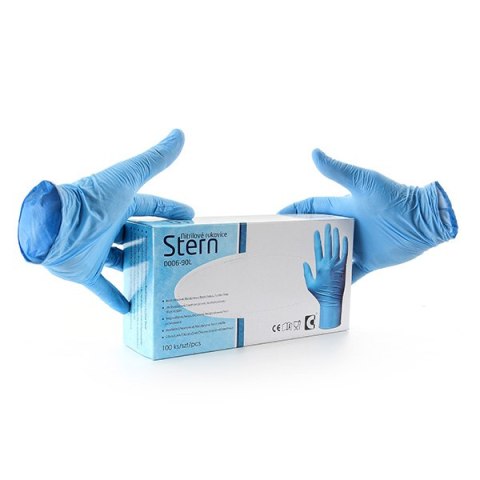 Rękawiczki jednorazowe 9" / L, niebieskie, 100szt, nitrylowe, STERN
