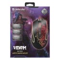 Defender Mysz Venom GM-640L, 3200DPI, optyczna, 8kl., 1 scroll, przewodowa USB, czarna, do gry, podświetlona