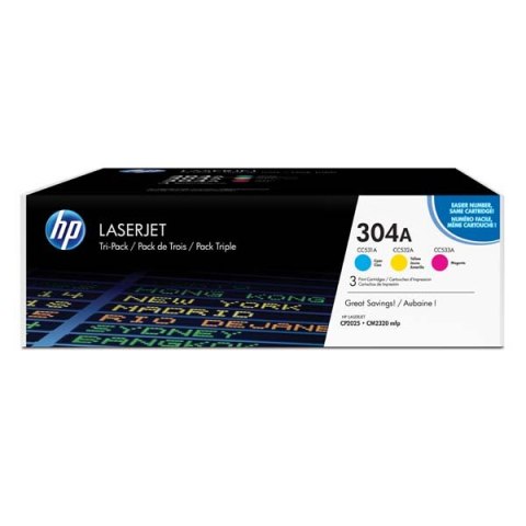 HP oryginalny toner CF372AM, CMY, 8400 (3x2800)s, HP 304A, HP Color LaserJet CM2320fxi, CM2320n, CM2320nf, CP202, 3x900g, 3szt