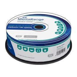 Mediarange DVD+R, MR469, 25-pack, 8.5GB, 8x, 12cm, Double Layer, cake box, bez możliwości nadruku, do archiwizacji danych