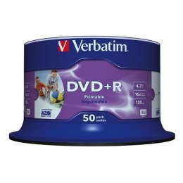 Verbatim DVD+R, 43512, DataLife PLUS, 50-pack, 4.7GB, 16x, 12cm, Professional, Advanced Azo+, cake box, Wide Printable-No ID Bra