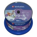 Verbatim DVD+R, 43512, DataLife PLUS, 50-pack, 4.7GB, 16x, 12cm, Professional, Advanced Azo+, cake box, Wide Printable-No ID Bra
