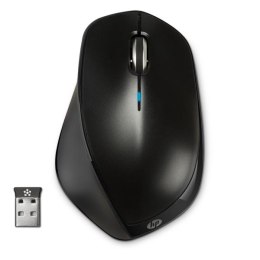 HP mysz X4500 Wireless Laser Mouse, 1600DPI, 2.4 [GHz], laserowa, 3kl., 1 scroll, bezprzewodowa, czarna, 2 szt AA, Microsoft Win