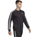 Bluza męska adidas Essentials 3 Stripes Crew FT czarna DQ3083