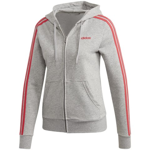 Bluza damska adidas Essentials 3S Full Zip Hoodie szara FM6493