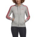 Bluza damska adidas Essentials 3S Full Zip Hoodie szara FM6493