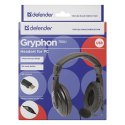 Defender Gryphon 750U, słuchawki z mikrofonem, regulacja głośności, czarna, zamykane, USB