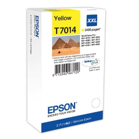Epson oryginalny ink / tusz C13T70144010, XXL, yellow, 3400s, Epson WorkForce Pro WP4000, 4500 series