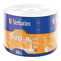 Verbatim DVD-R, 43791, DataLife, 50-pack, 4.7GB, 16x, 12cm, Matt Silver, cake box, do archiwizacji danych