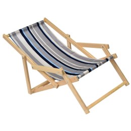 Leżak plażowy drewniany z podłokietnikiem classic w pasy