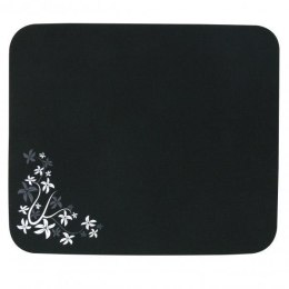 Podkładka pod mysz, Flower edition, miękka powierzchnia, czarna, 24x22 cm, Logo