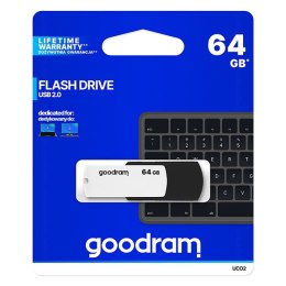 Goodram USB flash disk, 2.0, 64GB, UC02, black and white, UCO2-0640KWR11, wsparcie OS Win 7