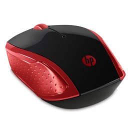 HP mysz 200 Wireless Red, 1000DPI, 2.4 [GHz], optyczna, 3kl., 1 scroll, bezprzewodowa, czerwona, 2 szt AAA, MacOS X 10.x,Google 