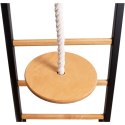 Drabinka gimnastyczna drewniano metalowa z metalowym drążkiem i akcesoriami dla dzieci