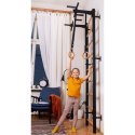 Drabinka gimnastyczna drewniano metalowa z metalowym drążkiem i akcesoriami dla dzieci