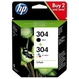 HP oryginalny zestaw tuszy 3JB05AE  HP 304  czarny + kolor  100color-120Bks  HP Deskjet 3720  3721  3722  3723  3724  3725  3755