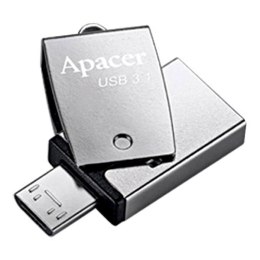 Apacer USB flash disk OTG 3.1/2.0 Micro 64GB AH750 srebrny AP64GAH750S-1 z obrotową osłoną