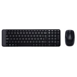 Logitech MK220, Zestaw klawiatur z myszą optyczną bezprzewodową, AAA, US, klasyczna, 2.4 [Ghz], bezprzewodowa, czarna, 2x bateri