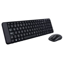 Logitech MK220, Zestaw klawiatur z myszą optyczną bezprzewodową, AAA, US, klasyczna, 2.4 [Ghz], bezprzewodowa, czarna, 2x bateri