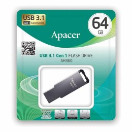 Apacer USB flash disk, 3.1, 64GB, AH360, srebrny, AP64GAH360A-1, z oczkien na brelok