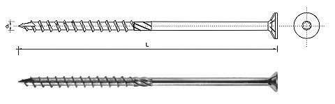 WKRĘT DO DREWNA Z ŁBEM STOŻKOWYM NA TORX 5*60MM T25