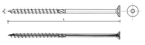 WKRĘT DO DREWNA Z ŁBEM STOŻKOWYM NA TORX 6*240MM T30