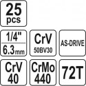 ZESTAW NARZĘDZIOWY 1/4'' 25 SZTUK XS