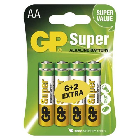 Bateria alkaliczna, AA, 1.5V, GP, blistr, 8 pack, SUPER