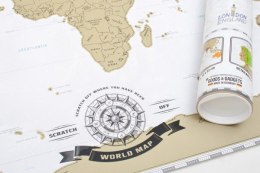 Ścieralna mapa świata - złota