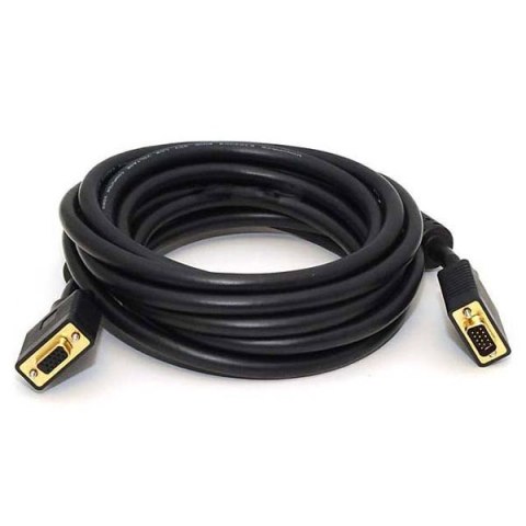 Kabel VGA D-sub M- VGA D-sub F  5m  pozłacane końcówki  ekranowany  czarna