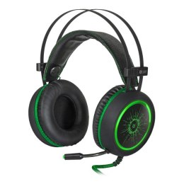 Defender DeadFire G-530D  słuchawki z mikrofonem  regulacja głośności  czarno-zielona  zamykane  2x 3.5 mm jack + USB