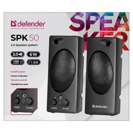 Defender głośniki SPK 50  2.0  6W  czarne  regulacja głośności  gniazdo do słuchawek jack 3 5 