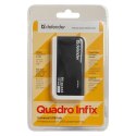 USB 2.0 hub 4-port  Quadro Infix  czarno-szara  Defender  wskaźnik LED  kompaktowy rozmiar