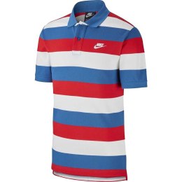 Koszulka męska Nike NSW Polo Matchup Stripe czerwono-niebieska CJ4465 457