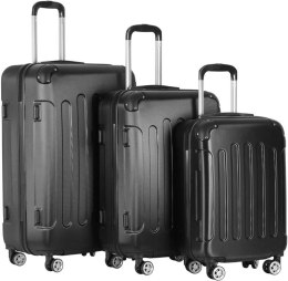 Zestaw walizek podróżnych 3-częściowy, twardy plastik, czarn