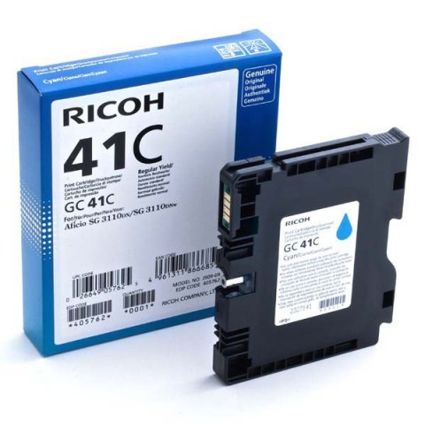 Ricoh oryginalny wkład żelowy 405762, uszkodzone opakowanie typ B, cyan, 2200s, GC41HC, Ricoh AFICIO SG 2110N, 3110DN, 3110DNW