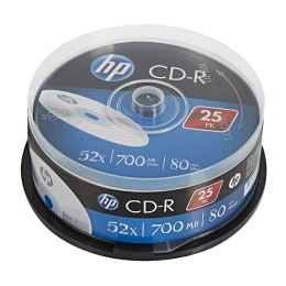 HP CD-R, CRE00015-3, 25-pack, 700MB, 52x, 80min., 12cm, bez możliwości nadruku, cake box, Standard, do archiwizacji danych