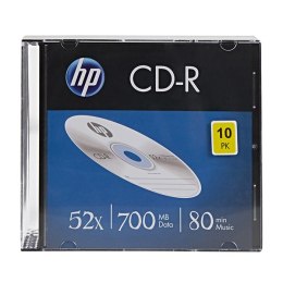 HP CD-R, CRE00085-3, 10-pack, 700MB, 52x, 80min., 12cm, bez możliwości nadruku, slim case, Standard, do archiwizacji danych