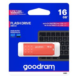 Goodram USB flash disk, USB 3.0 (3.2 Gen 1), 16GB, UME3, pomarańczowy, UME3-0160O0R11, USB A, z osłoną