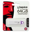 Kingston USB flash disk, USB 3.0 (3.2 Gen 1), 64GB, Data Traveler DTI-G4, biały, DTIG4/64GB, USB A, z osłoną