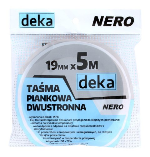 TAŚMA DWUSTRONNA PIANKOWA NERO CZARNA 19MM*5M