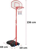 Kosz do koszykówki z kółkami, regulowany 113 - 236 cm