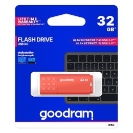 Goodram USB flash disk, USB 3.0 (3.2 Gen 1), 32GB, UME3, pomarańczowy, UME3-0320O0R11, USB A, z osłoną